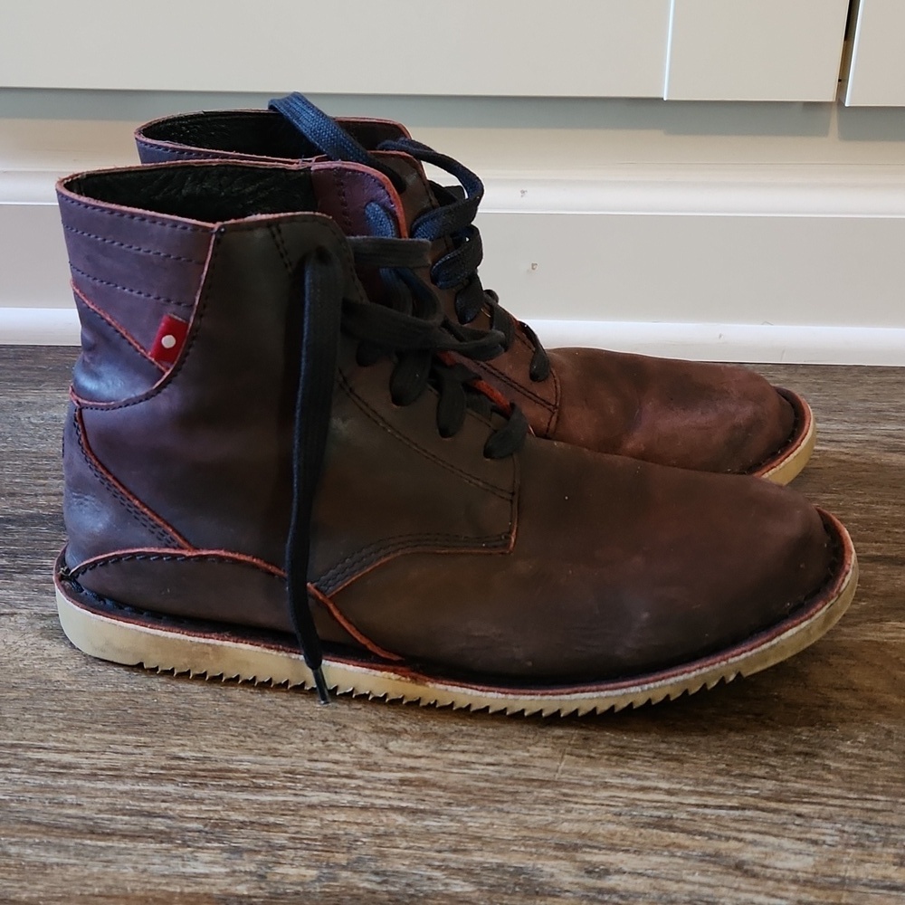 Vtg Oliberte Mens EU 41 US  Distressed Heavyweight Leather Boots Burgundy